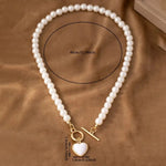 Load image into Gallery viewer, Electroplating Pearl Bracelet Necklace Set Alloy Creative Love Pendant Necklace Set Light Luxury Fashion Love Collarbone Chain
