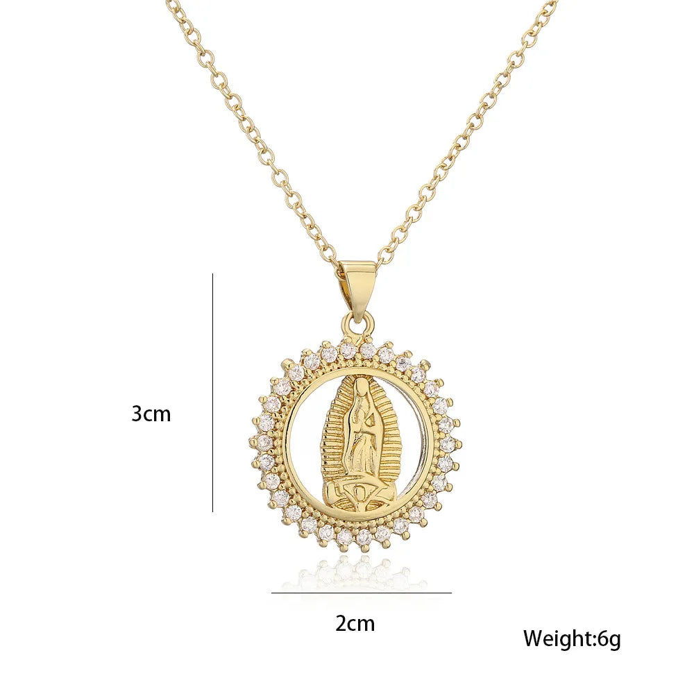 Good Quality Virgin Mary Women/men Necklaces, Gold Color Stainless Steel Virgin Mary Pendant With CZ Stone,Elegant Jewelry Gift