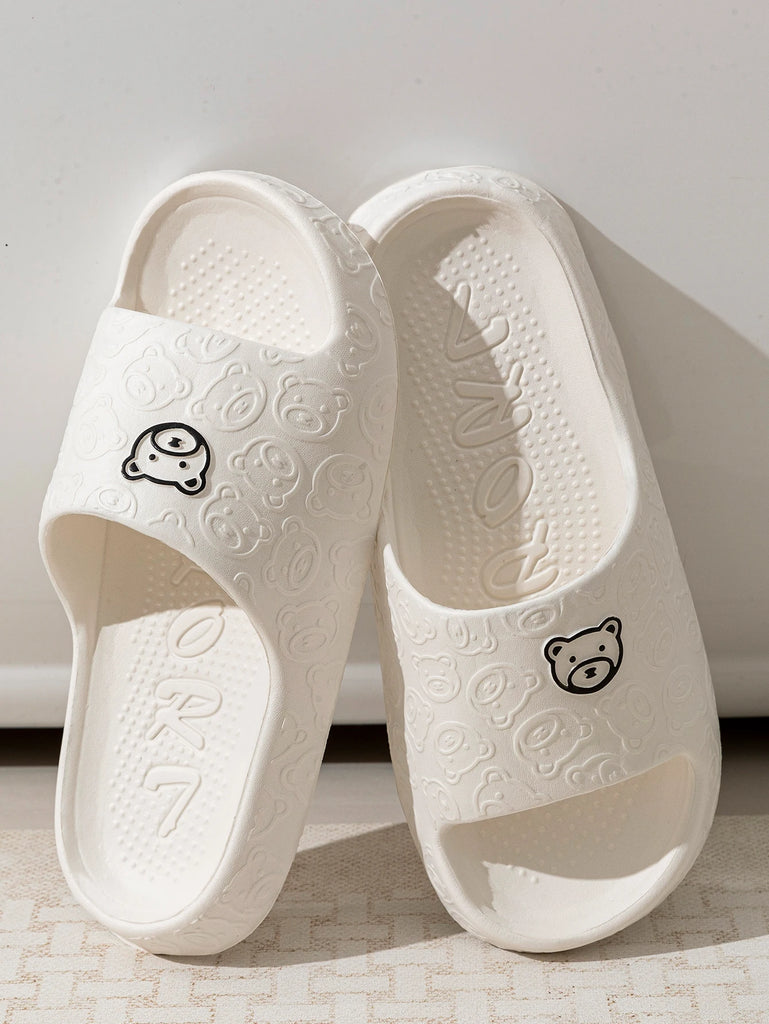 Women Casual Slippers Summer Cute Bear Cool Bathroom Anti-slip Slides Air Cushion Lightness Soft Sole Men Flat Shoes Couple