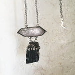 Load image into Gallery viewer, 10pcs Black Tourmaline Tibetan Quartz Crystal Statement Necklace Goth Wicca Boho Punk Rock Festival Schorl Unisex Jewlery
