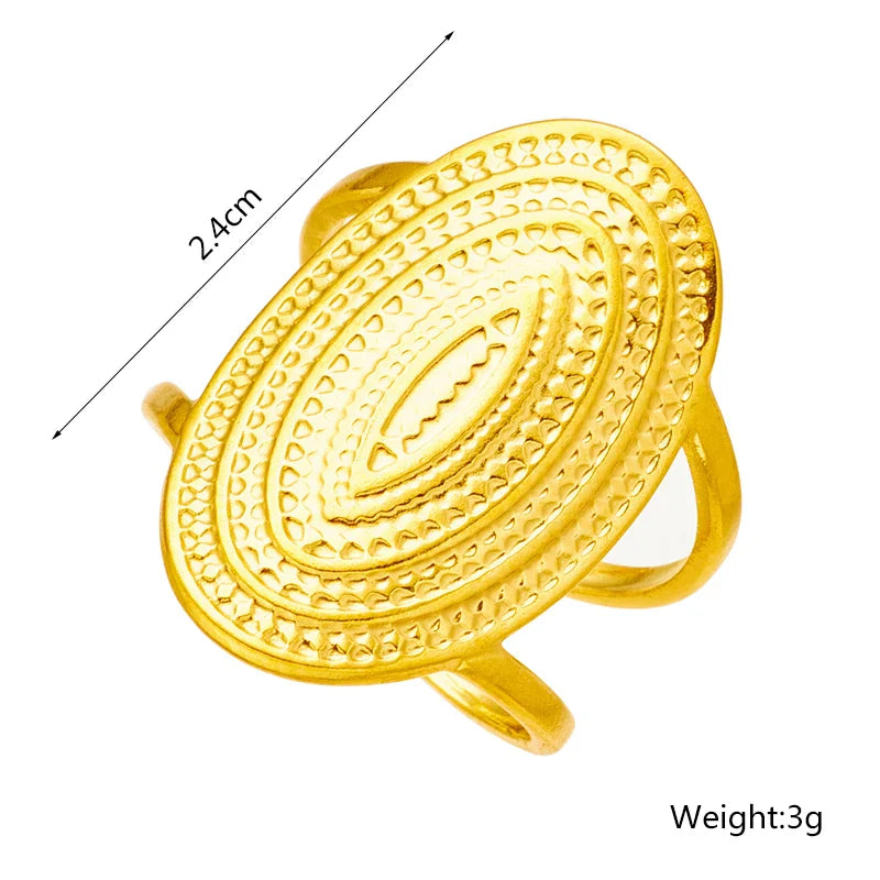 Dieyuro 316l stainless steel exaggerated punk oval open ring for women new design girls rustproof jewelry party birthday gifts