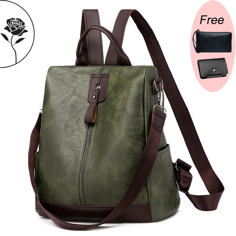 New High Quality Leather Women Backpack Anti-Theft Travel Backpack Large Capacity School Bags for Teenage Girls Shoulder Bag