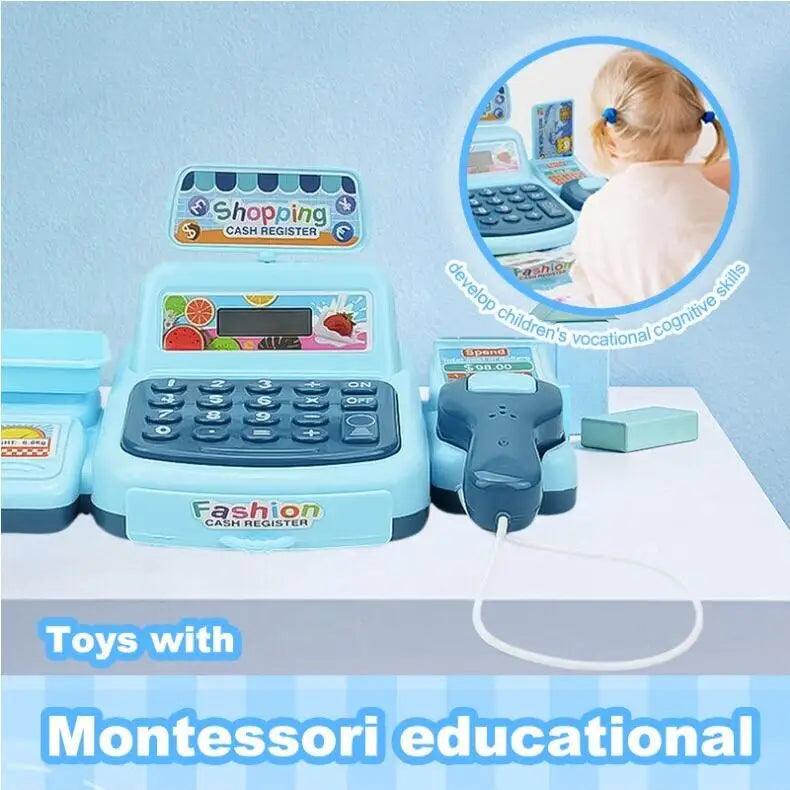 Simulation Shopping Cash House Toys Electronic Game For Kids Lighting And Sound Effects Supermarket Cashier Toys Boy Girl Gifts