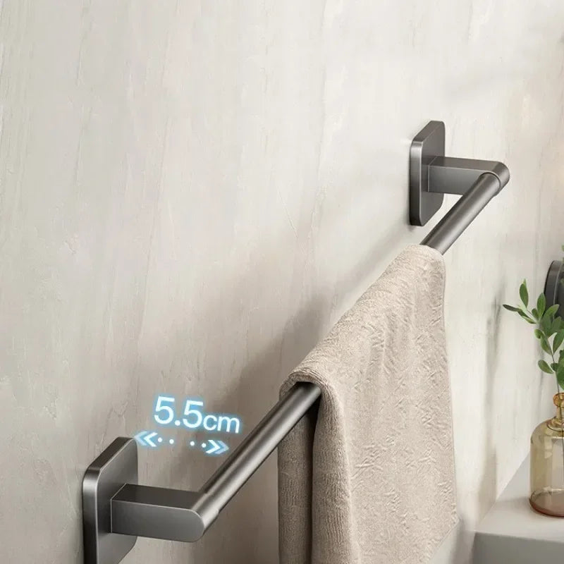 Bathroom Towel Holder White Without Drilling Bathroom Black Towel Rack Towel Bar Self-Adhesive Bathroom Towel Rack Towel Rail