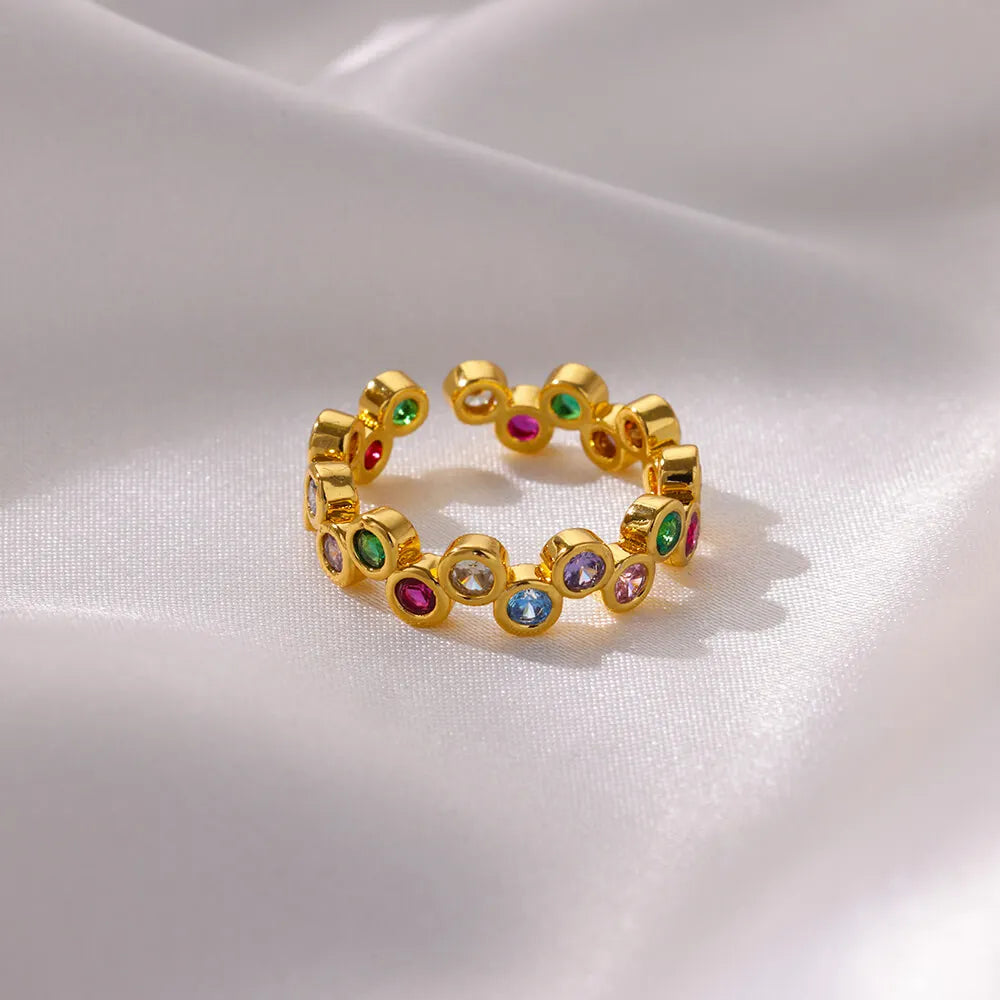 Colorful Tiny Round Rings For Women Stainless Steel Gold Color Adjustable Wedding Couple Ring Luxury Aesthetic Jewlery Gift 2024