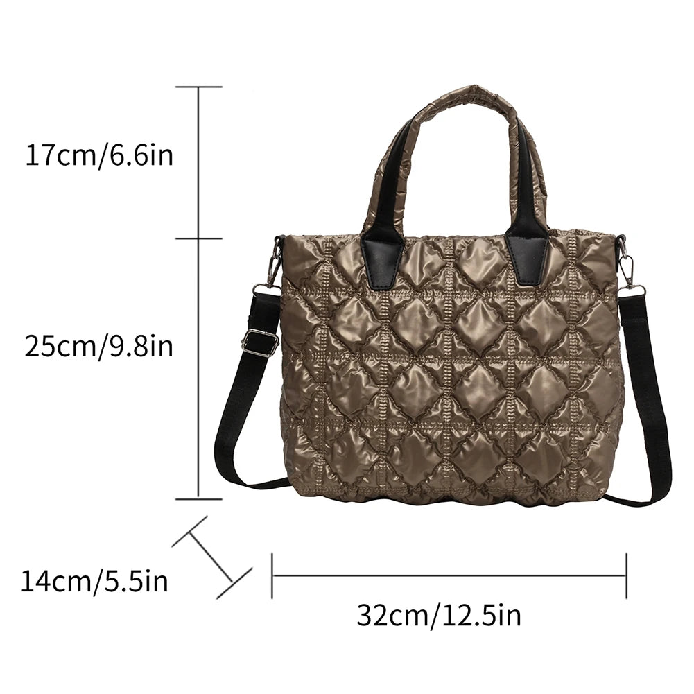 Quilted Tote Bag for Women Handbags Designer Weekender Bag Light Nylon Padded Puffer Crossbody Shoulder Bags Travel Shopper Bag