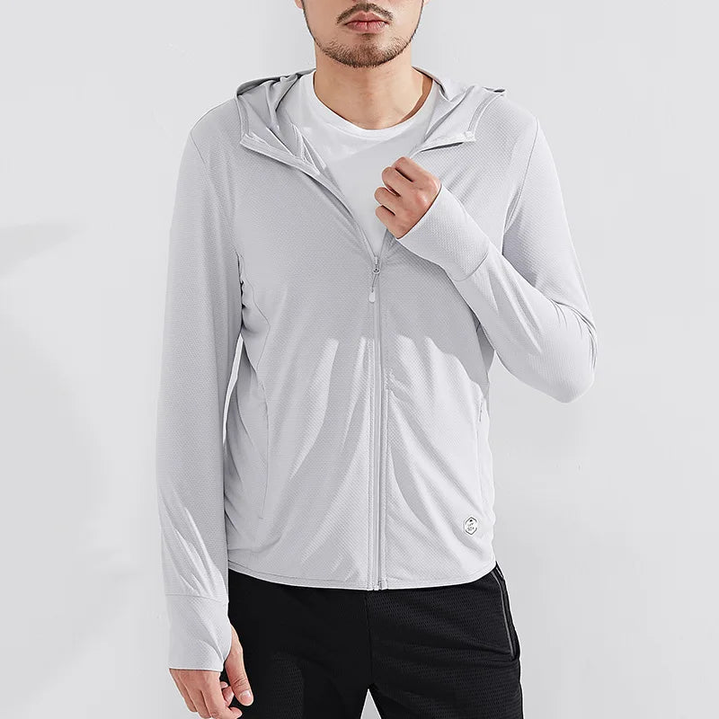 Full Zip Men's Sun Protection Hoodie Shirt UPF 50+ Long Sleeve  SPF Rash Guard Fishing Swimming Light Weight