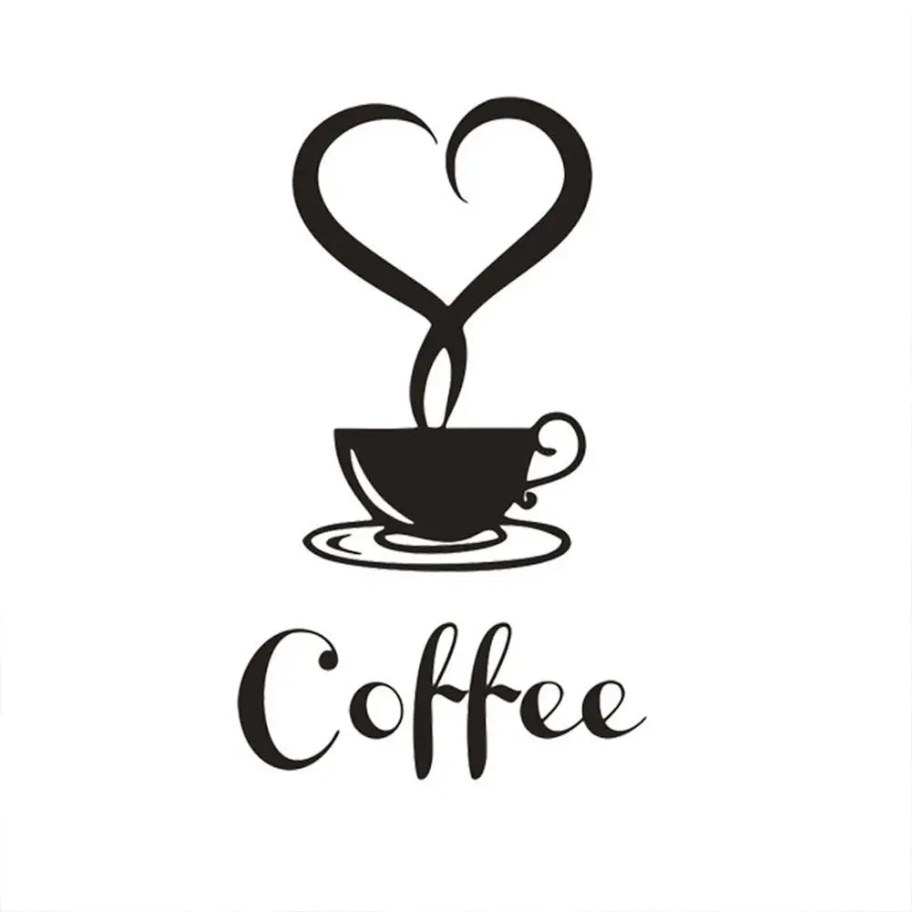 Coffee Cup Pattern Wall Stickers DIY Cafe Restaurant Living Room Home Decoration Self-adhesive Hand Carved Kitchen Wallpaper