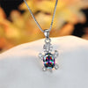 Blue Purple Oval Zircon Cute Turtle Pendant Necklaces for Women Fashion Multicolour Crystal Rainbow Stone Animal Custom Jewelry