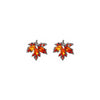 Exquisite Red Rhinestone Zircon Maple Leaf Stud Earrings For Women Vintage Personality Crystal Earring Fall Winter Charm Jewelry