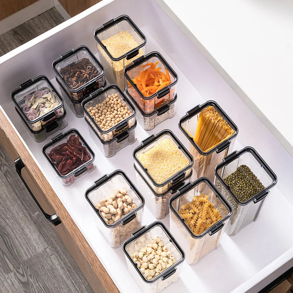 Sealed Plastic Food Storage Box Candy Dried Jars Fridge StorageTank Containers Household Items Kitchen Organizer 460ml 700ml