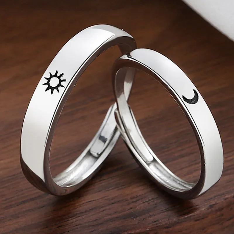 1/2pcs Sun Moon Couple Rings Open Adjustable Ring Eachother Lovers Minimalist ring gift Engagement Wedding Rings Bride Jewlery