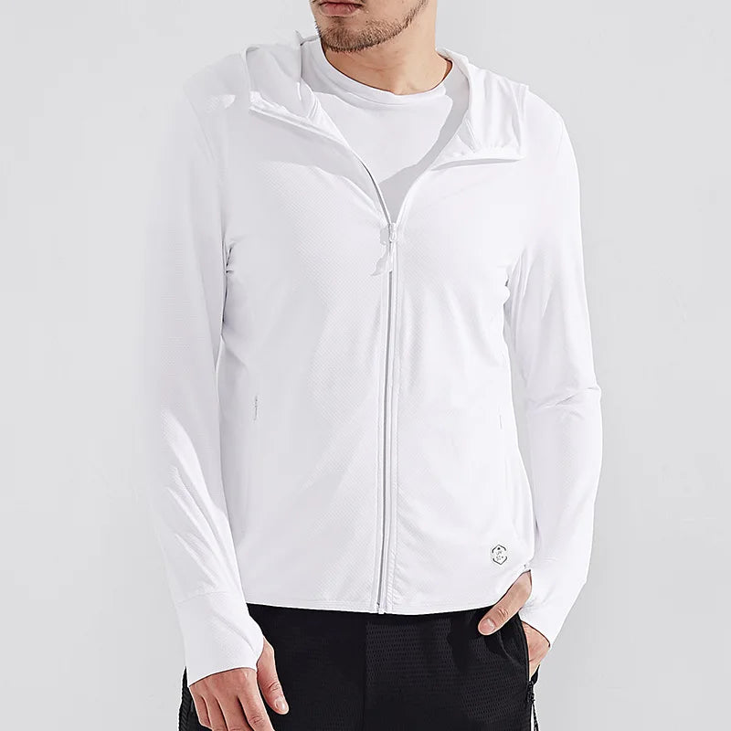 Full Zip Men's Sun Protection Hoodie Shirt UPF 50+ Long Sleeve  SPF Rash Guard Fishing Swimming Light Weight