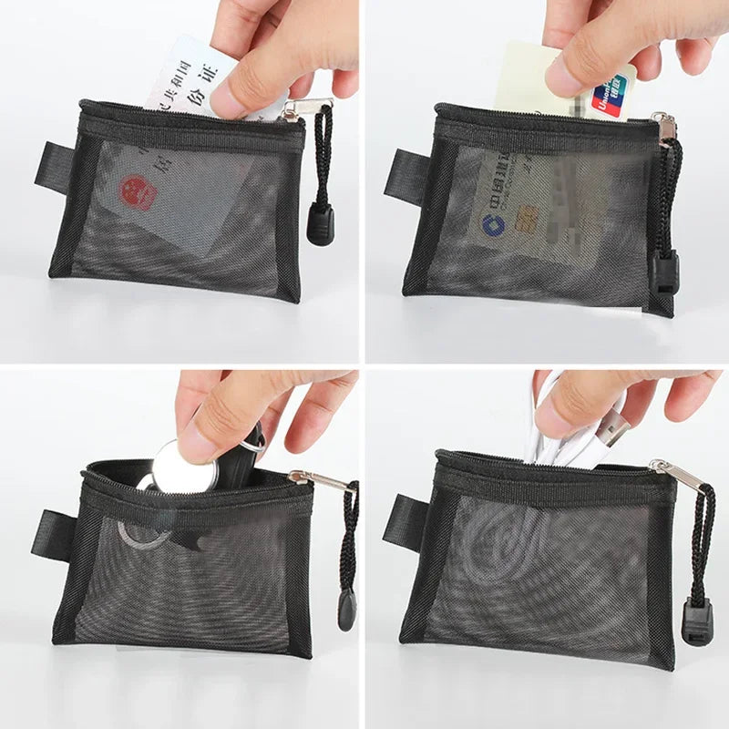 Cute Mini Mesh Coin Purse Key Lipstick Coin Bag ID Business Credit Card Holder Storage Bags Money Earphone Data Line Small Bag