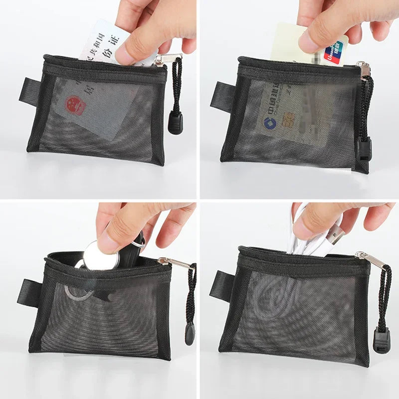 Cute Mini Mesh Coin Purse Key Lipstick Coin Bag ID Business Credit Card Holder Storage Bags Money Earphone Data Line Small Bag