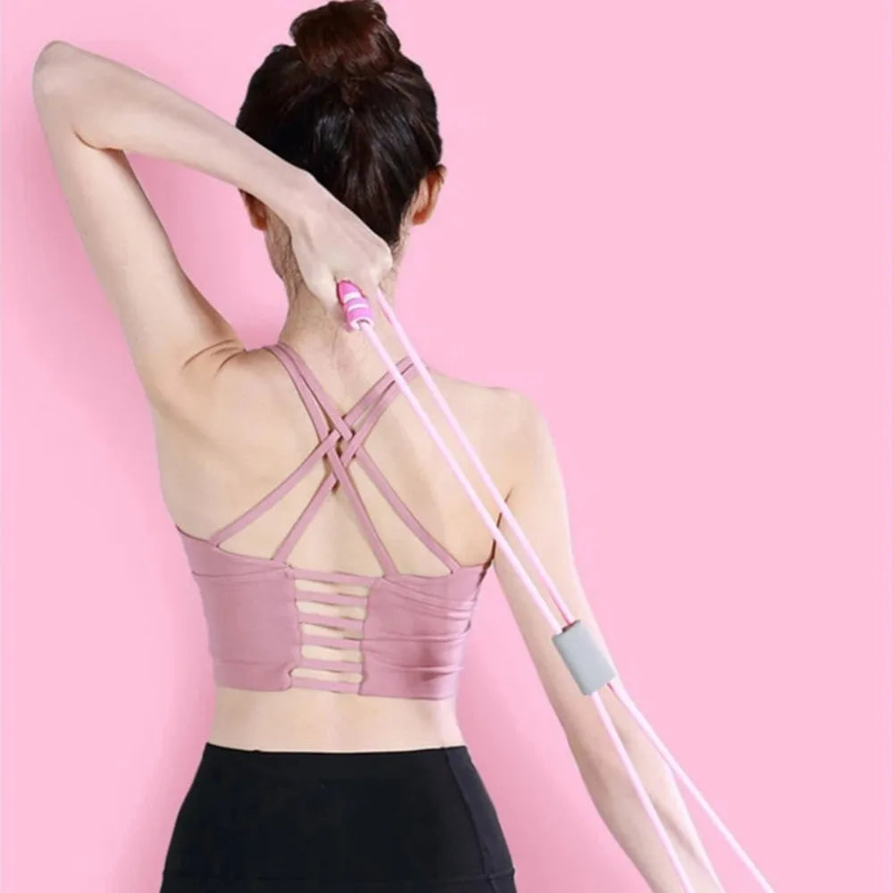 Gym 8 Word Elastic Band Chest Developer Rubber Expander Rope Sports Workout Resistance Bands Fitness Equipment Yoga Training