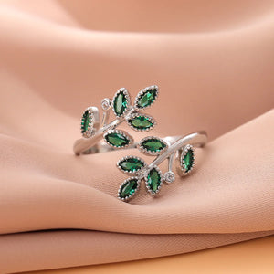 Wedding Anniversary Fashion 925 Sterling Silver Emerald Fine Jewelry Open Rings For Women Bague LR294