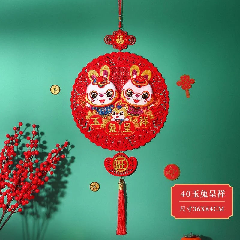 Chinese Zodiac Rabbit New Year Hanging Ornament 2023 New Year Decor for Home Living Room Accessories