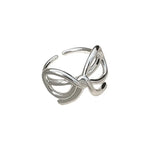 Load image into Gallery viewer, 925 Sterling Silver Simple Ring For Women Fine Jewelry Finger Adjustable Open Vintage Hollow Bow Ring For Party Birthday Gift

