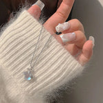 Load image into Gallery viewer, Fashion Silver Plated Firefly Shaped Moonstone Pendant Necklaces Luxury Women Jewelry Korean Clavicle Chain Short Necklace
