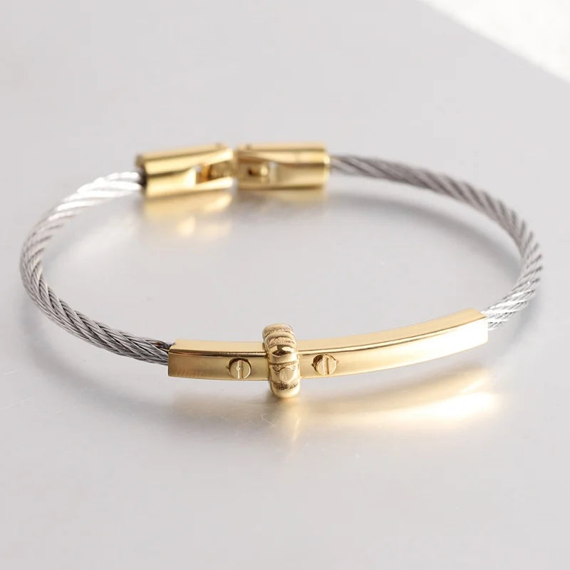 Stainless steel round cable bracelet high quality steel wire Bolt buckle women's bracelet jewelry