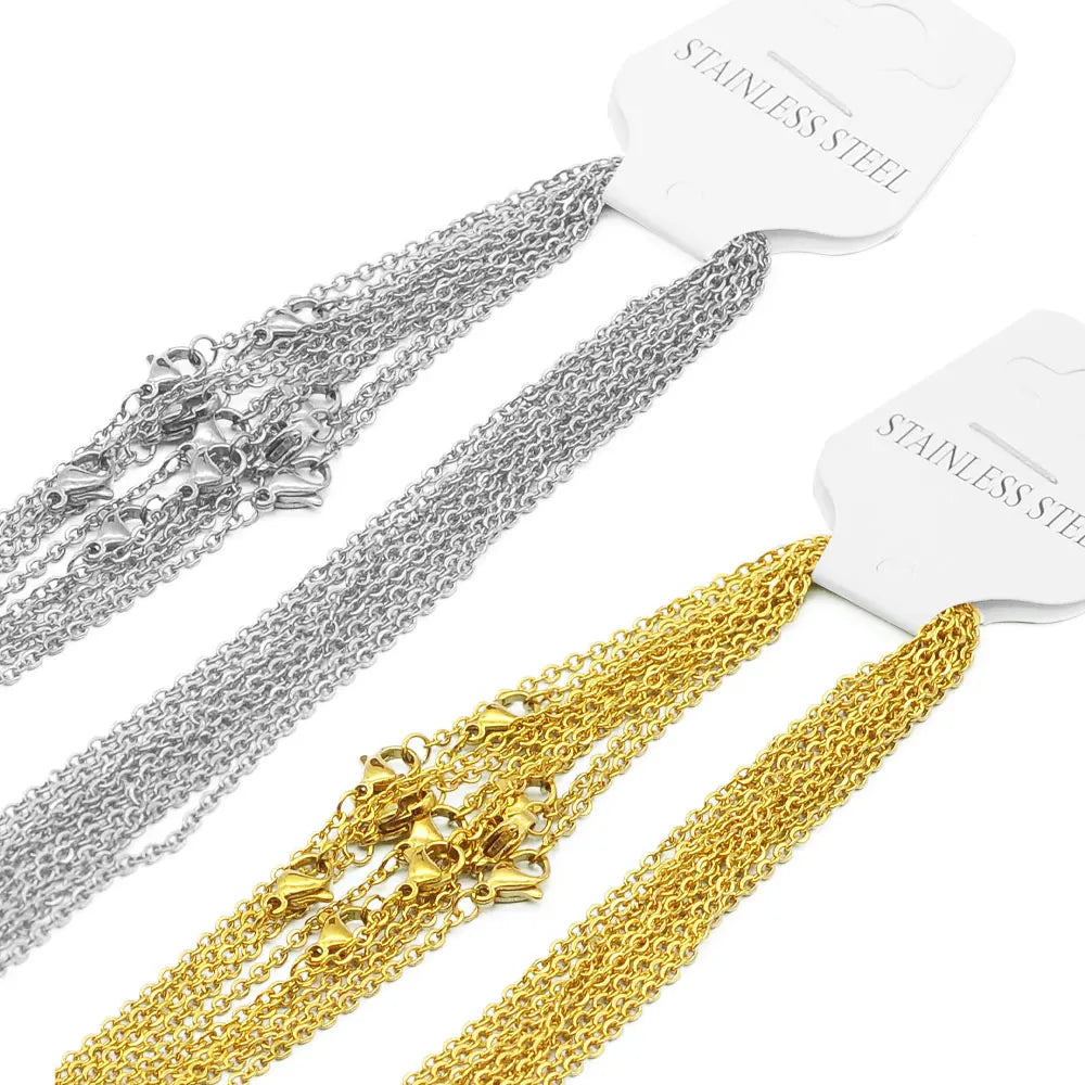 Lot 316 stainless steel cable link rolo o chain for diy jewelry making choker necklace silver color gold color women