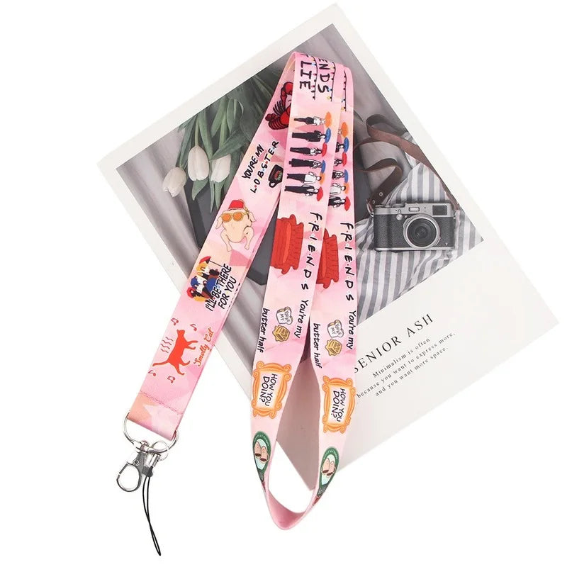 Friends Lanyard Keychain Rope Mobile Phone Neckband Lanyard Key ID Card USB Badge Clip DIY Lasso Lanyard Kawaii Lanyard