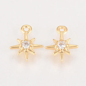 50 PCS Brass Cubic Zirconia Charms Star Shape Gold Plated for Making DIY Jewelry Necklace Earring  Key Chain Chams Supplies