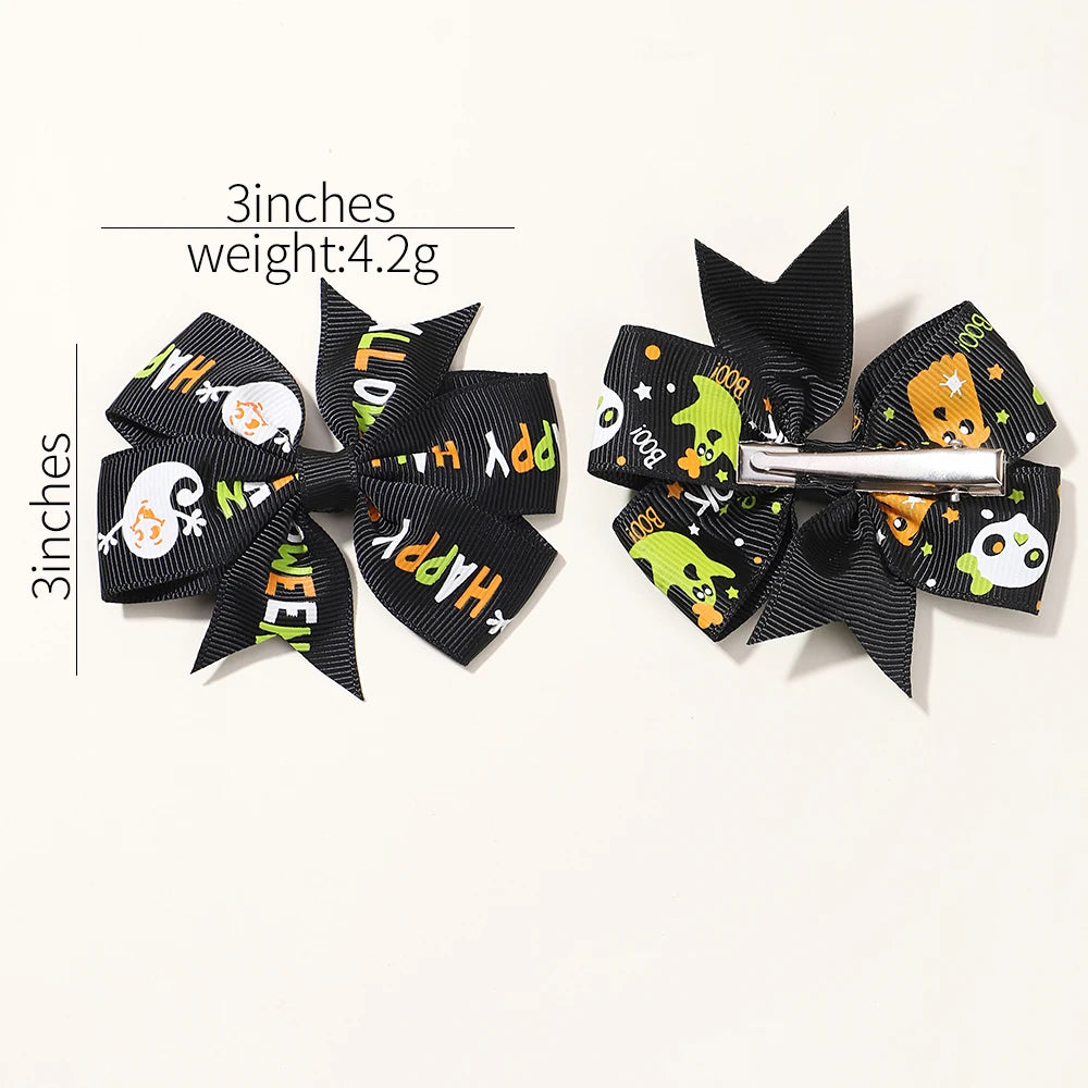 6/12/20Pcs/lot Christmas Day Hairpin Ribbon Cheer Up Hairclip Funny Pumpkin Head Halloween Hair Clips for Kids Hair Accessories