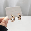 Acetic Acid Leopard Print C-Type Stud Earring for Women Sweet Temperament Simple Retro Cute Resin Geometry Jewelry Brincos Gift