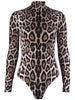 Sexy Bodysuit For Women Brown Leopard Bodycon Long Sleeve One Pieces High Neck Bodysuits Jumpsuit Tops Body Suit Y2K