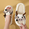 Four Seasons Indoor Home Sandals Cute Cartoon Frog Milk Cow House Slippers Personalized Couple Slides Women Linen Slippers