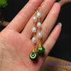 Green Jade Earrings Natural Gemstone Amulet Emerald Women Jewelry 925 Silver Gemstones Chinese Beads Talismans Pearl Carved