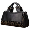 Genuine Leather Tote Handbags for Women, Leopard Shaped Cow Skin Office Bag with Long Strap, Luxury Crossbody Shoulder Bags