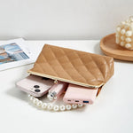 Load image into Gallery viewer, New Fashion Versatile Lingge Embroidery Clip Chain Strap Crossbody Mobile Phone Bag Pearl Handheld Women's Bag
