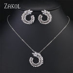 Load image into Gallery viewer, ZAKOL Fashion Leaf AAA Zircon Wedding Jewelry Sets For Women Party Gift Sliver Color Crystal Earrings Necklace Set Wholesale
