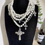 Load image into Gallery viewer, Y2K Accessories Pearl Cross Necklaces Multi Layer Choker Set Charms Necklace for Women Korean Fashion Necklace Punk Goth Jewelry
