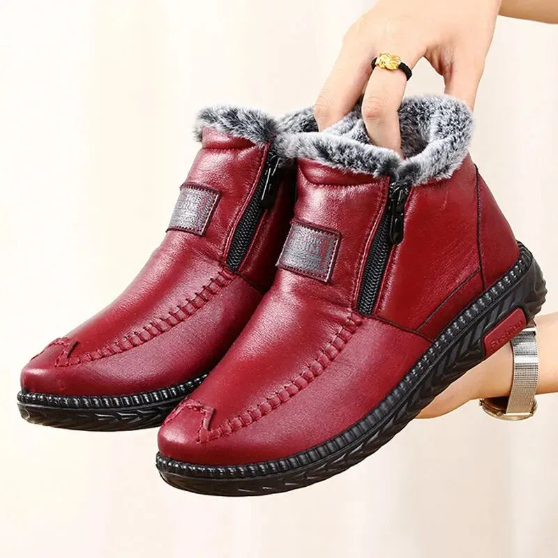 2023 Winter Women's Waterproof, Anti Slip, High Top Shoes, Thickened, Velvet, Warm, Casual Cotton Shoes