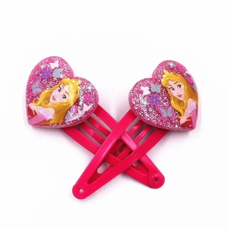 2Pcs Cartoon Princess Disney Mermaid Ariel Shine Hair Clips BB Clips Kids Hairpins Girls Hair Accessories Baby Headdress Gift