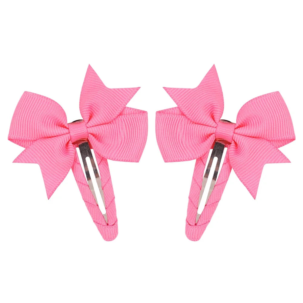 2Pcs/Lot Solid Color Bows Hair Clip For Kids Girls Ribbon Bowknot BB Clip Cute Baby Barrettes Hairpins Headwear Hair Accessories