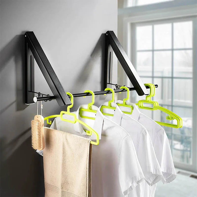 Wall-Mounted Folding Clothes Drying Rod Outdoor Balcony Invisible Hangers Space Aluminum Clothing Rack Home Bathroom Accessories