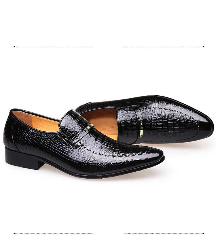 Mens PU Leather Shoes Luxury Crocodile Pattern Men Business Dress Shoes Casual Social Shoe Male Wedding Footwear Zapatos Hombre