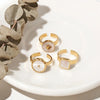 WILD & FREE 18K Gold Plated Stainless Steel Rings for Women Natural White Shell Chic Exquisite Trendy Jewelry Waterproof