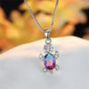 Blue Purple Oval Zircon Cute Turtle Pendant Necklaces for Women Fashion Multicolour Crystal Rainbow Stone Animal Custom Jewelry