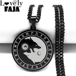 Load image into Gallery viewer, Viking Stainless Steel Divination Letter Yin and Yang Wolf Chain Necklaces Women/Men Black Color Necklace jewlery NXH284S03

