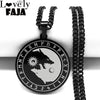 Viking Stainless Steel Divination Letter Yin and Yang Wolf Chain Necklaces Women/Men Black Color Necklace jewlery NXH284S03