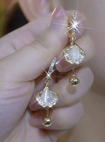 Load image into Gallery viewer, New Fashion Gold Color Ginkgo Leaf Drop Earrings for Women Luxury Rhinestone Earrings Girl Party Birthday Christmas Jewelry Gift
