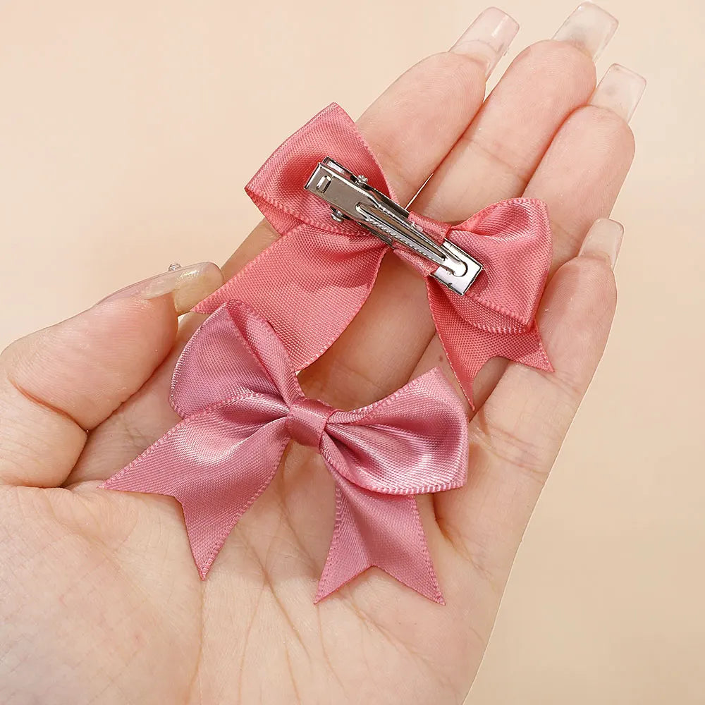 10Pcs/Set Girls Solid Hairpins Hair Bows Clips Gift Nylon Safe Hair Clip Barrettes for Infants Toddlers Kids Hair Accessories