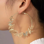Load image into Gallery viewer, 1 Pair Exaggerated Big Round Butterfly Hoop Earrings for WomCircleen Pretty Golden Geometric  Loop Earring Stylish Jewelry Gifts

