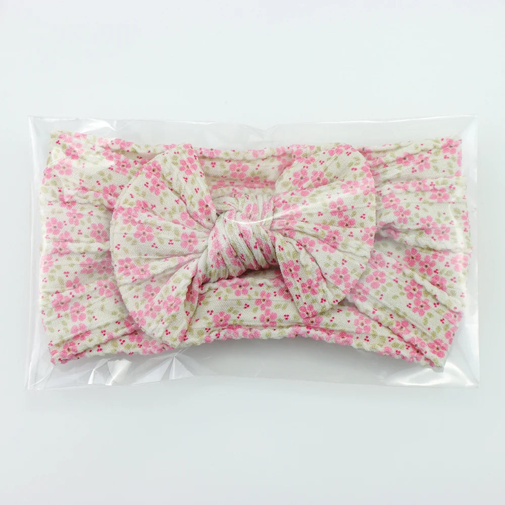 1PCS Knit Baby Bow Headbands Printed Bowknot Headband For Baby Girls Turban Elastic Hairband Kids Headwear Hair Accessories